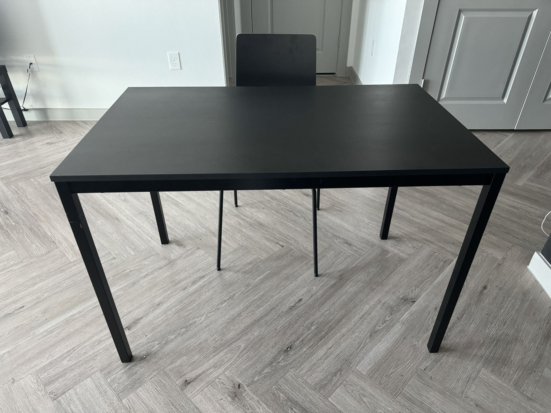 MELLTORP Table, black & 2 chairs with cushion