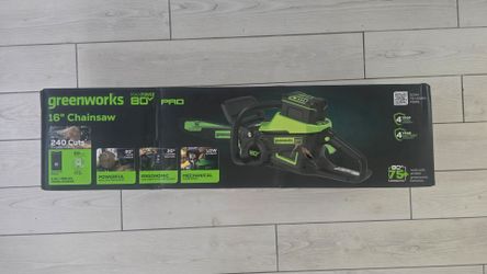Greenworks Chainsaw 80V 16" 2.0kW Cordless Battery with 4.0 Ah Battery & Charger