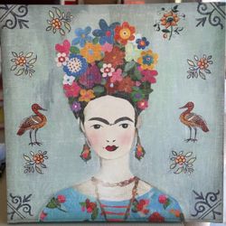 Frida Kahlo Inspired Canvas Wall Art 16x16