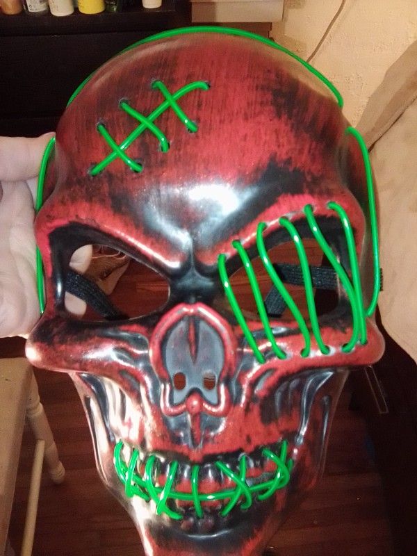 Halloween Light Up LED Face Mask And Cape New