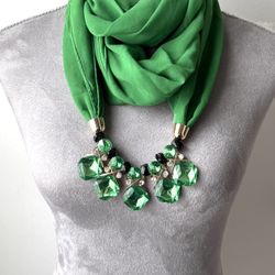 Green Jeweled Scarf 