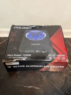VIKEJIEBIV 10" Active Aluminum Car Subwoofer - 1200W Max Power (Brand New in Box)