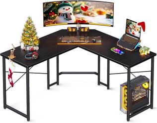 DK01 $40  51 inch L Shaped Gaming Desk, Corner Desk Gaming Table for Home Office, Computer Desk Sturdy Writing Workstation for Small Space, Easy to As