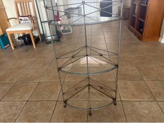 Metal & Glass “Pier 1” Corner Display/Plant Shelf