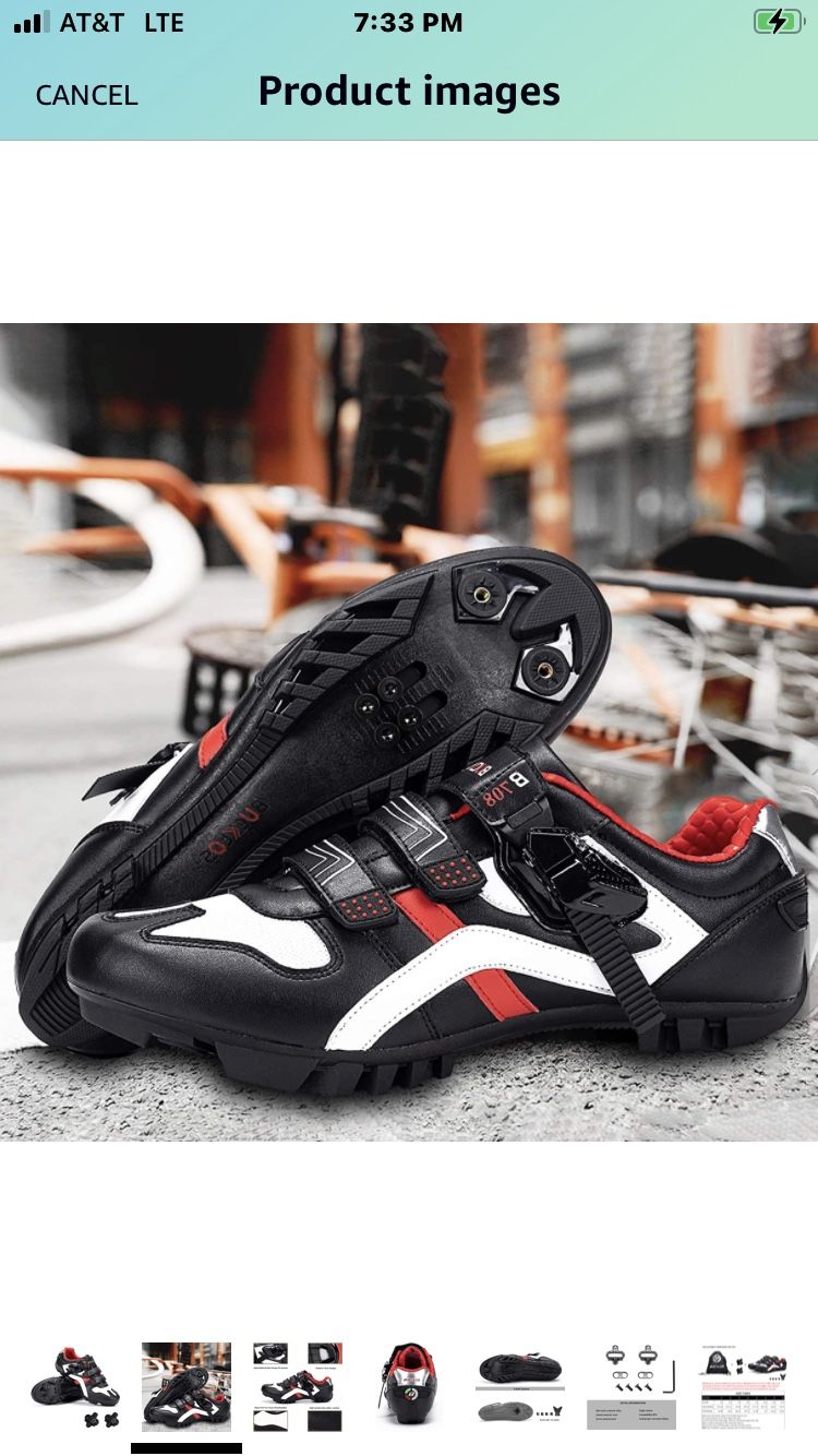 BUCKLOS Mountain Biking Shoes with Cleats Men MTB Cycling Shoes SPD Compatible Spin Sneakers Bicycle Shoes for Indoor Outdoor Size 7.5 41