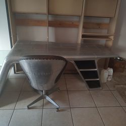 Restoration Hardware Aluminum Airplane Wing Desk And Pilot's Chair