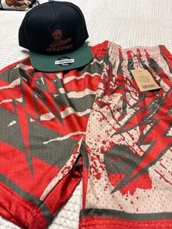 2pc Bundle Elm Street Snapback Hat and XL Mesh Shorts Set