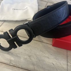 Men’s Ferragamo Reversible Adjustable Gancini Belt Size XL 115 Midnight 