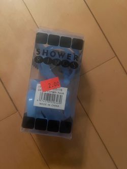 Blue shower curtain rings — new
