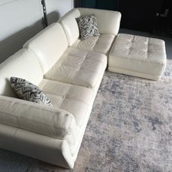 Ivory White Leather Modular Sectional Sofa — $2.2k New