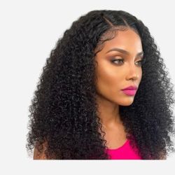 NEW Black Kinky Curly Human Hair Half Wig