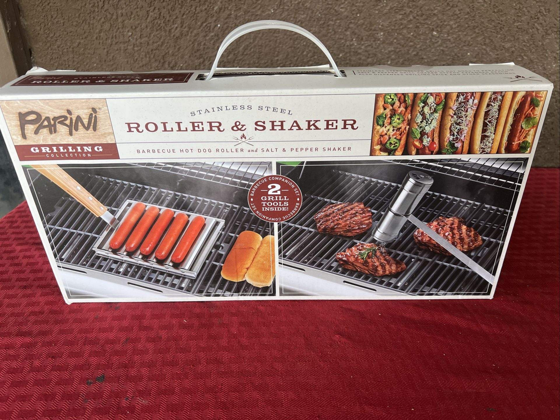 Parini Stainless Steel Hot Dog Roller And Salt & Pepper Shaker - BRAND NEW