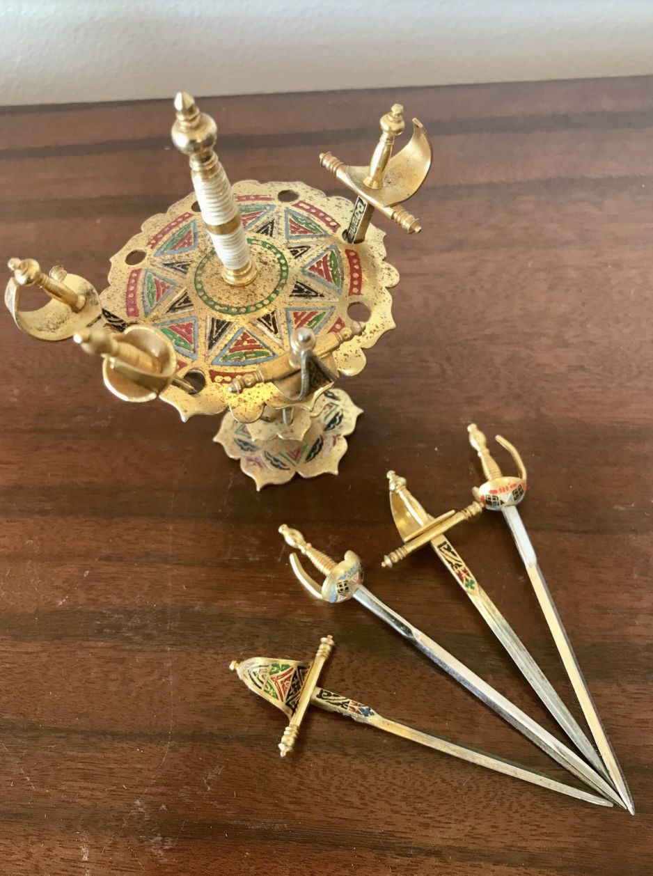 Mid Century Spanish Vintage Toledo Sword Cocktail Stick