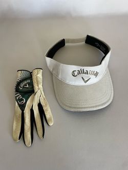 Callaway Golf Bundle - White Visor & Camo Glove (Size 24cm) - Used Once
