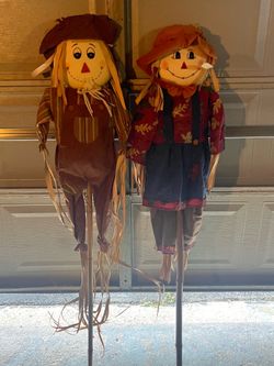Fall Scarecrow Yard Stake Decorations Set of 2