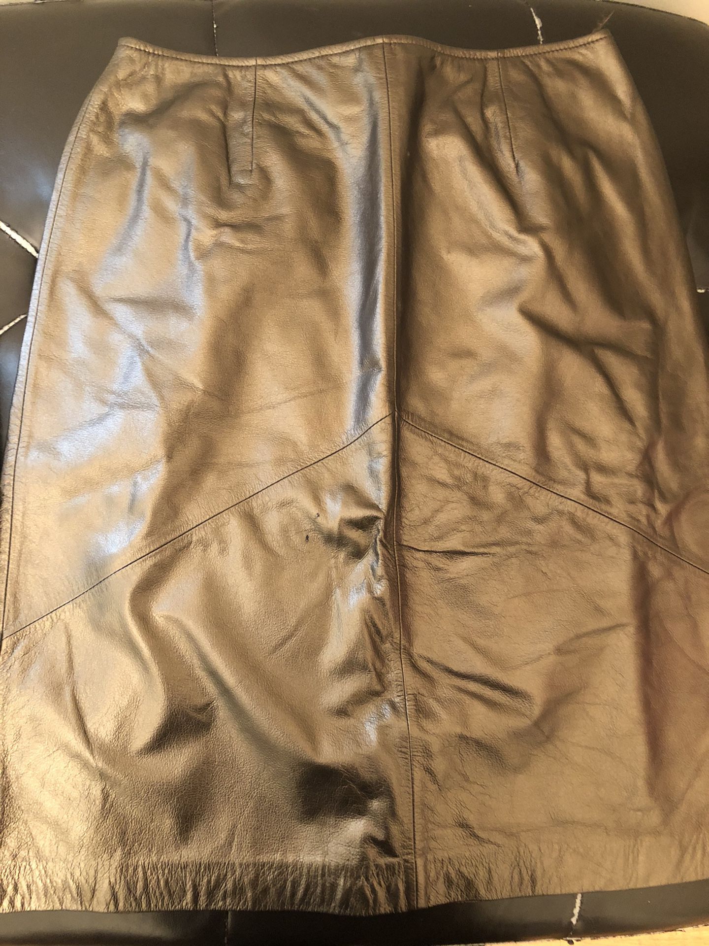 Bronze leather skirt