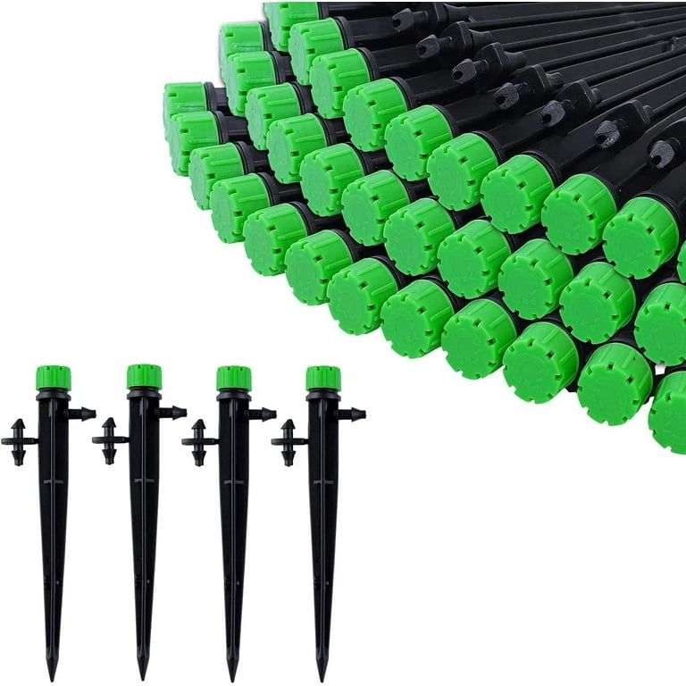 Irrigation Drippers 100Pc Drip Emitters for 1/4 Inch Irrigation Sprinkler 360 Degree Micro Sprinkler Adjustable Drip Irrigation Heads Drippers for Dri