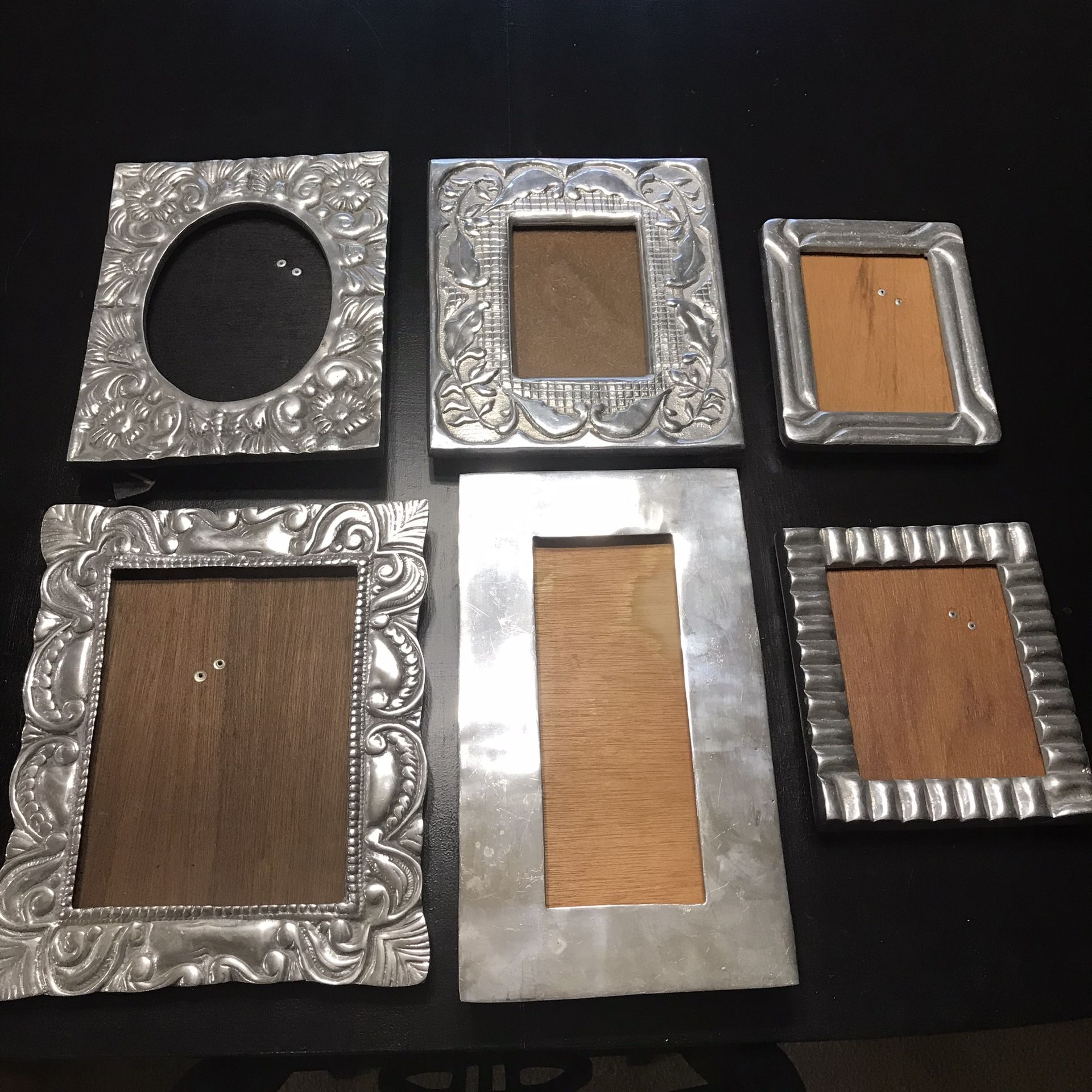 Mexican Vintage Pewter Picture Frames 6 Tabletop Southwestern Decor Boho Artisan