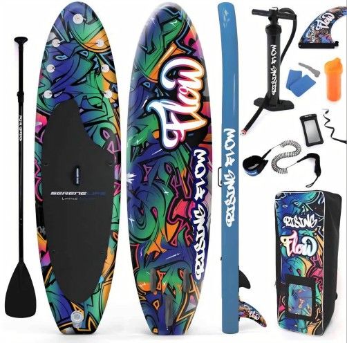 Brand NEW Limited EDITION Premium SereneLife Inflatable SUP Paddle Pump Leash Backpack BNIB Never Used