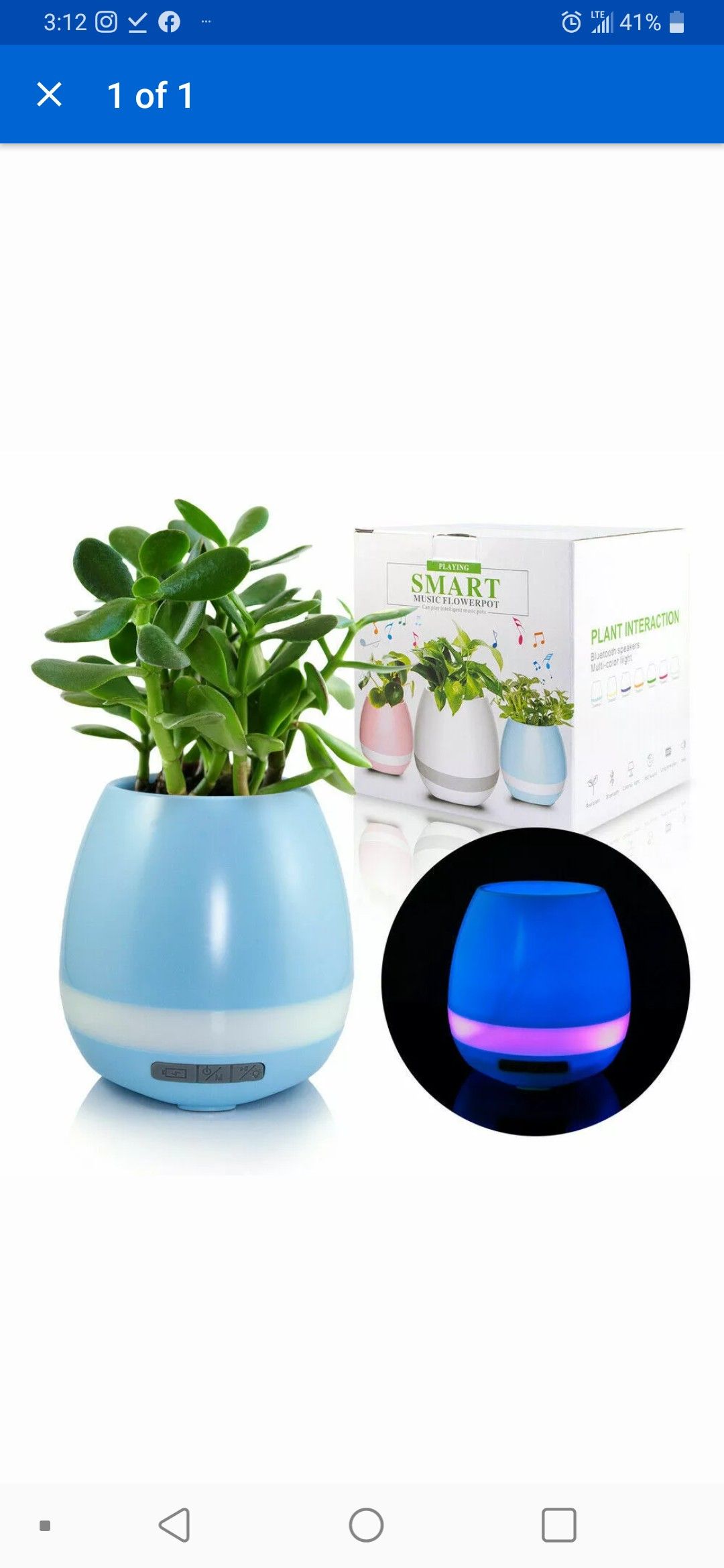 Smart Music Flower Pot Light Bluetooth Speaker Bluetooth Piano blue