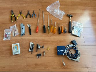 Electronic tools set screw drivers, pliers, hex drivers, pcb drill bits, testers for ALL