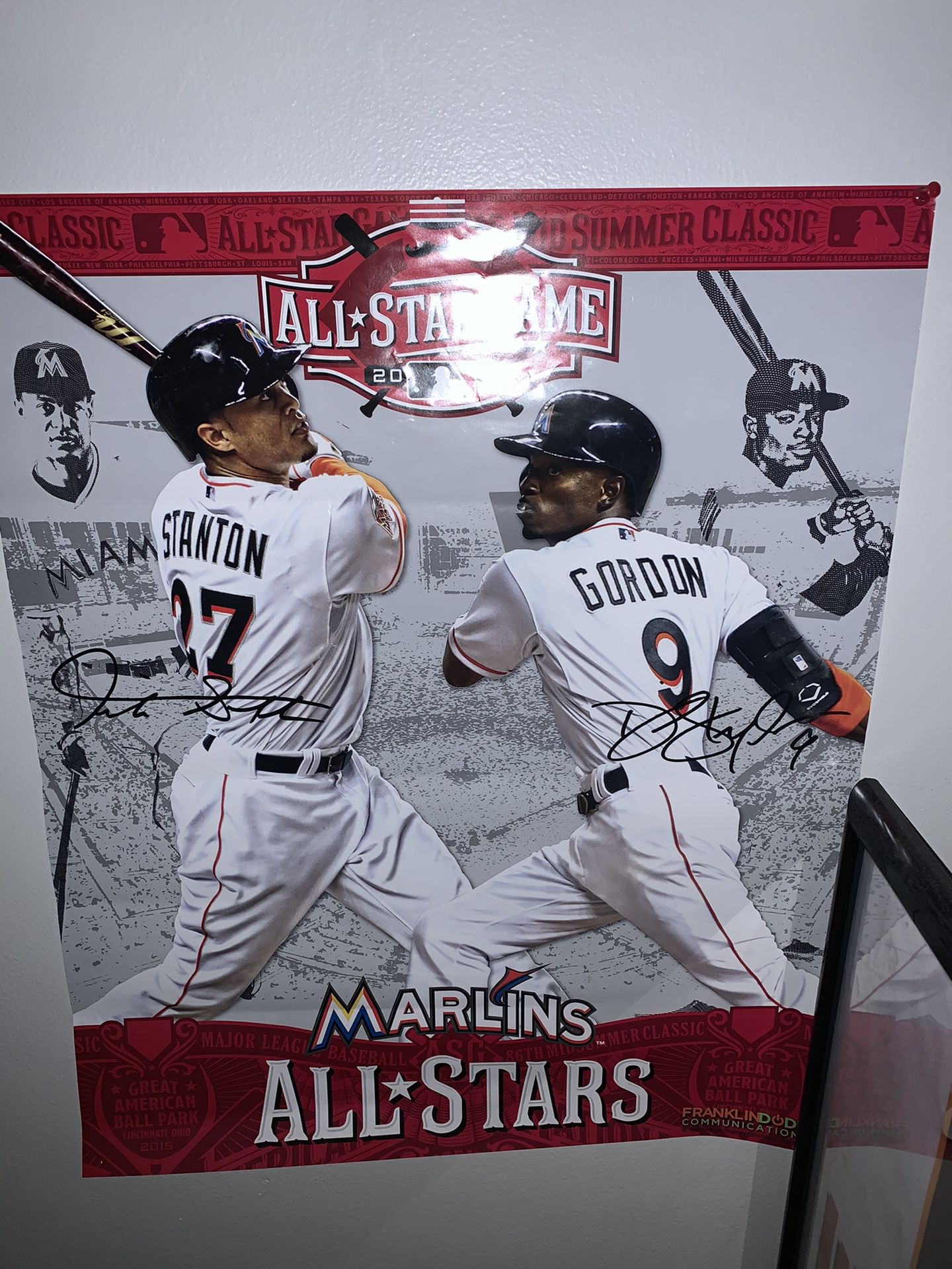 Giancarlo Stanton and Dee Gordon Autographed Poster