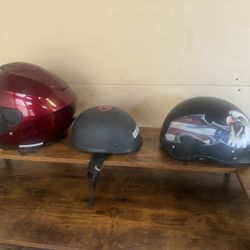 3 Motorcycle Helmets All Large 