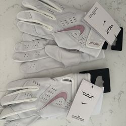 BRAND NEW! Nike Trout Elite 2.0 Batting Gloves Leather Iridescent White Size L