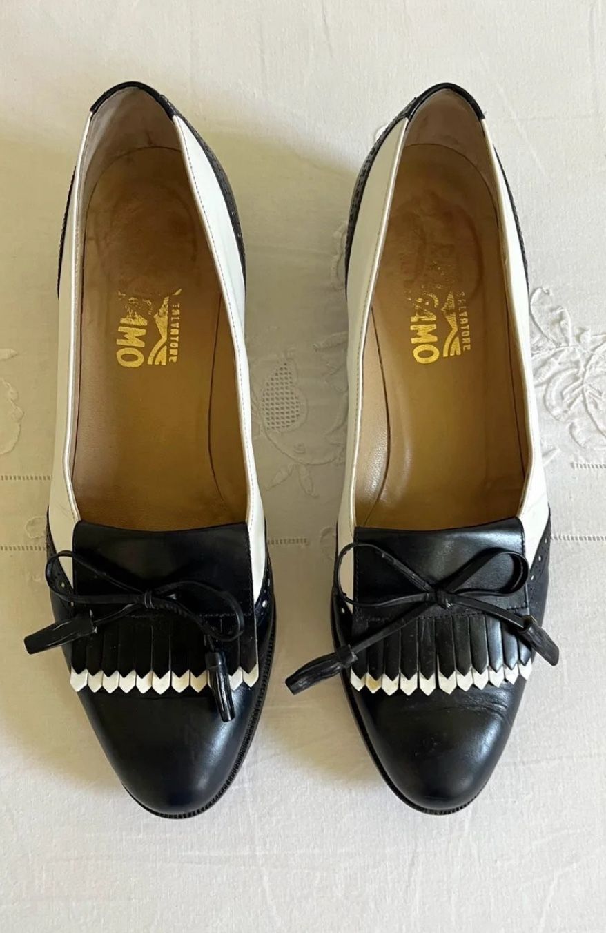 VINTAGE SALVATORE FERRAGAMO COLOR BLOCK LEATHER LOAFERS
