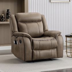 Overstuffed Faux Leather Manual Recliner