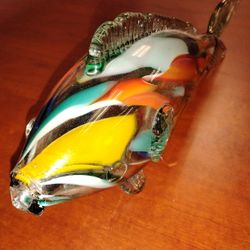 Antique 15 In . Murano Hand Blown Fish Glass