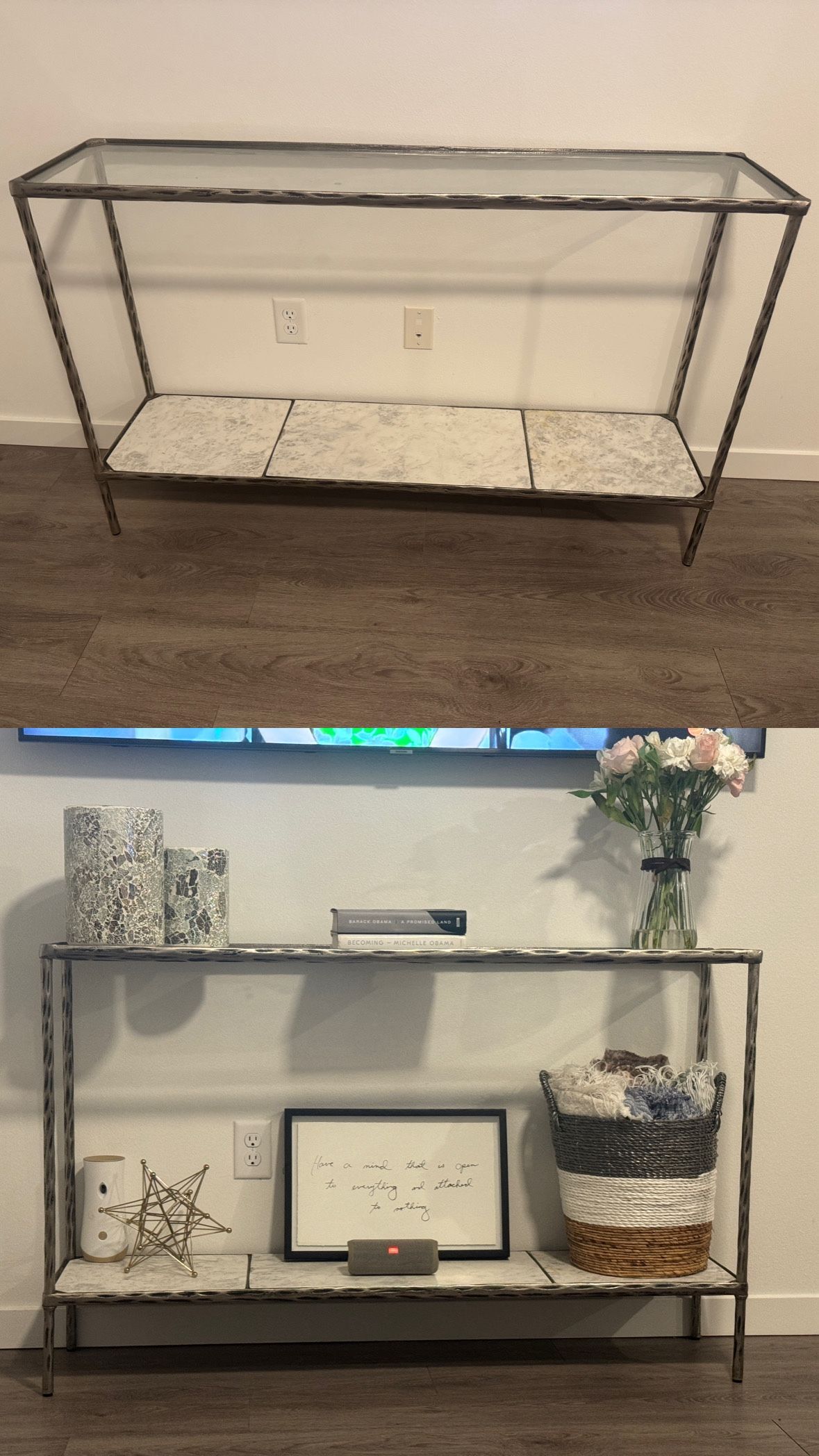 Metal & Glass Console Table – Modern Industrial Style