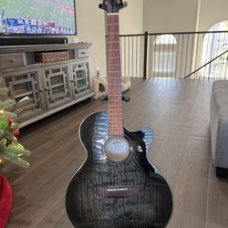 Mitchell MX430QAB Exotic Series Acoustic-Electric Guitar - Midnight Black Edge Burst