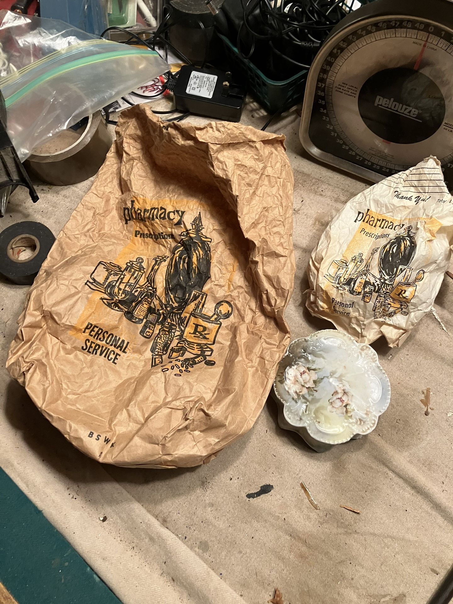 R S Germany Fine China Octagon Yellow Rose Trinket Box and original bags from Pharmacy