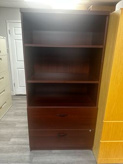 OFFICE/HOME FILE CABINET 2 DRAWERS LATERAL FILE WOODEN COMBO BOOKCASE
