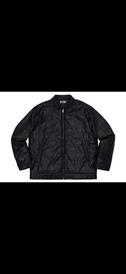 FTP LEATHER AOP WORK JACKET BLACK SIZE LARGE NEW