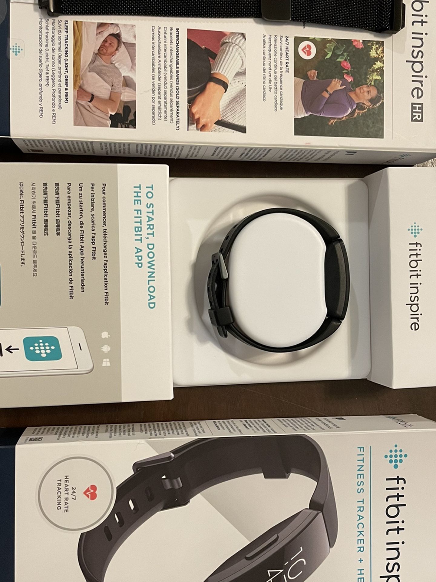 Fitbit inspire HR with Black band and Two extra bands