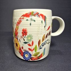 Anthropologie Starla E Halfmann Monogram Letter C Petal Palette Coffee Mug Cup
