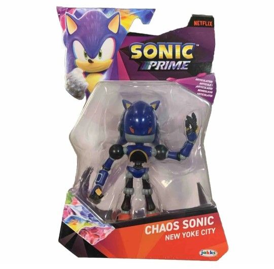 Netflix Sonic Prime CHAOS SONIC New Yoke City Hedgehog Action Figure HTF