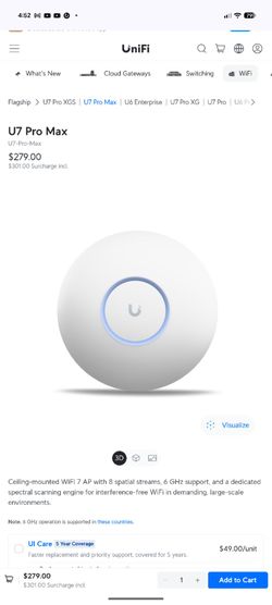 UniFi U7 Pro Max Tri-Band Wi-Fi 7 Access Point