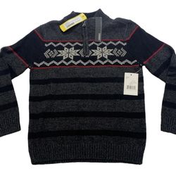 COMMERCE BOY'S DARRELL LONG SLEEVE QUARTER ZIP SWEATER DARK GREY 7