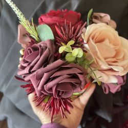 Burgundy And Gold Small Artificial Floral Arrangements 
