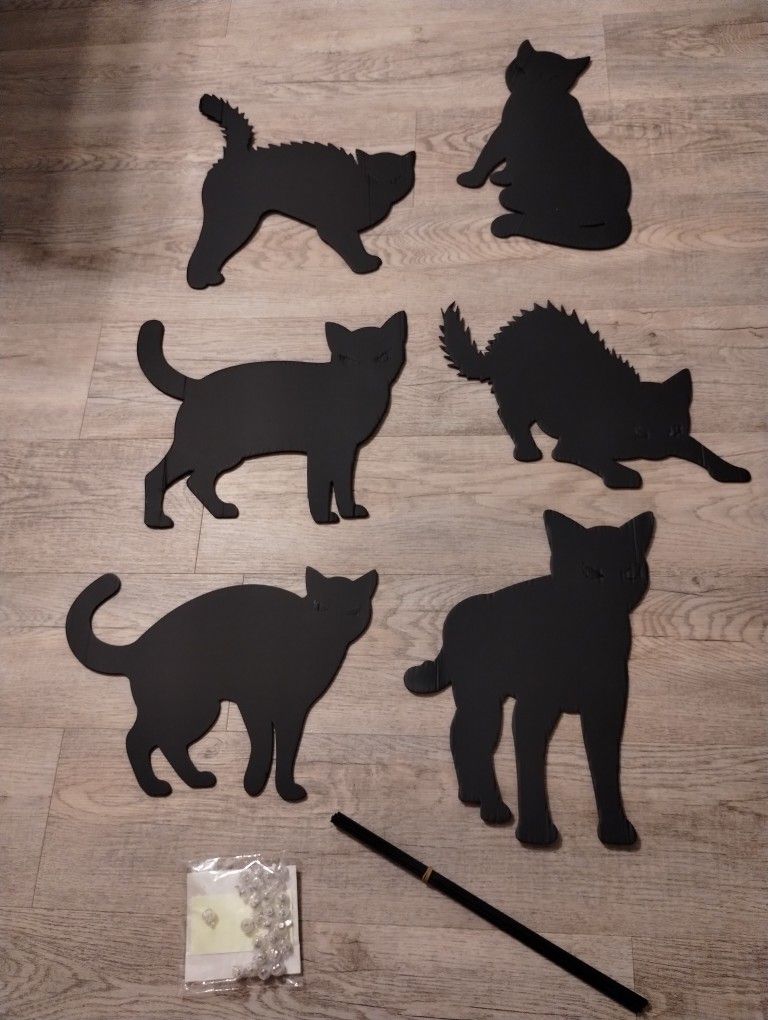6 Pack Black Cat Halloween Decor