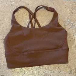 LULULEMON Brown Energy Longline Ribbed Luxtreme Sports Bra Size 6-Fit like 2-4