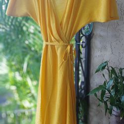 Golden Yellow Wrap Dress
