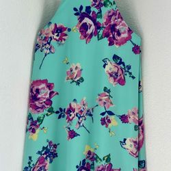 Fab’rik Floral Halter Mini Dress - Mint/Purple - Size S