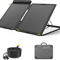 100W Portable Solar Panel, 26% Efficiency, Bifacial Foldable Design Dual-sided design captures light; IP68-rated panel, reflective case and 10FT cable