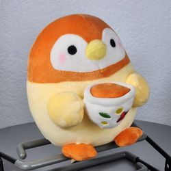 8" Takashoji Orange Penguin Holding Bowl Plush