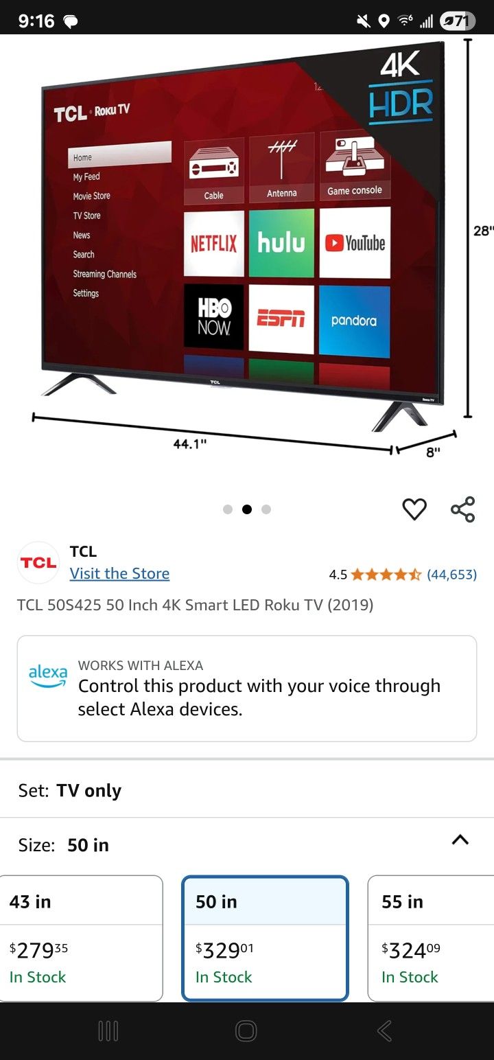 50 In TCL Smart Tv