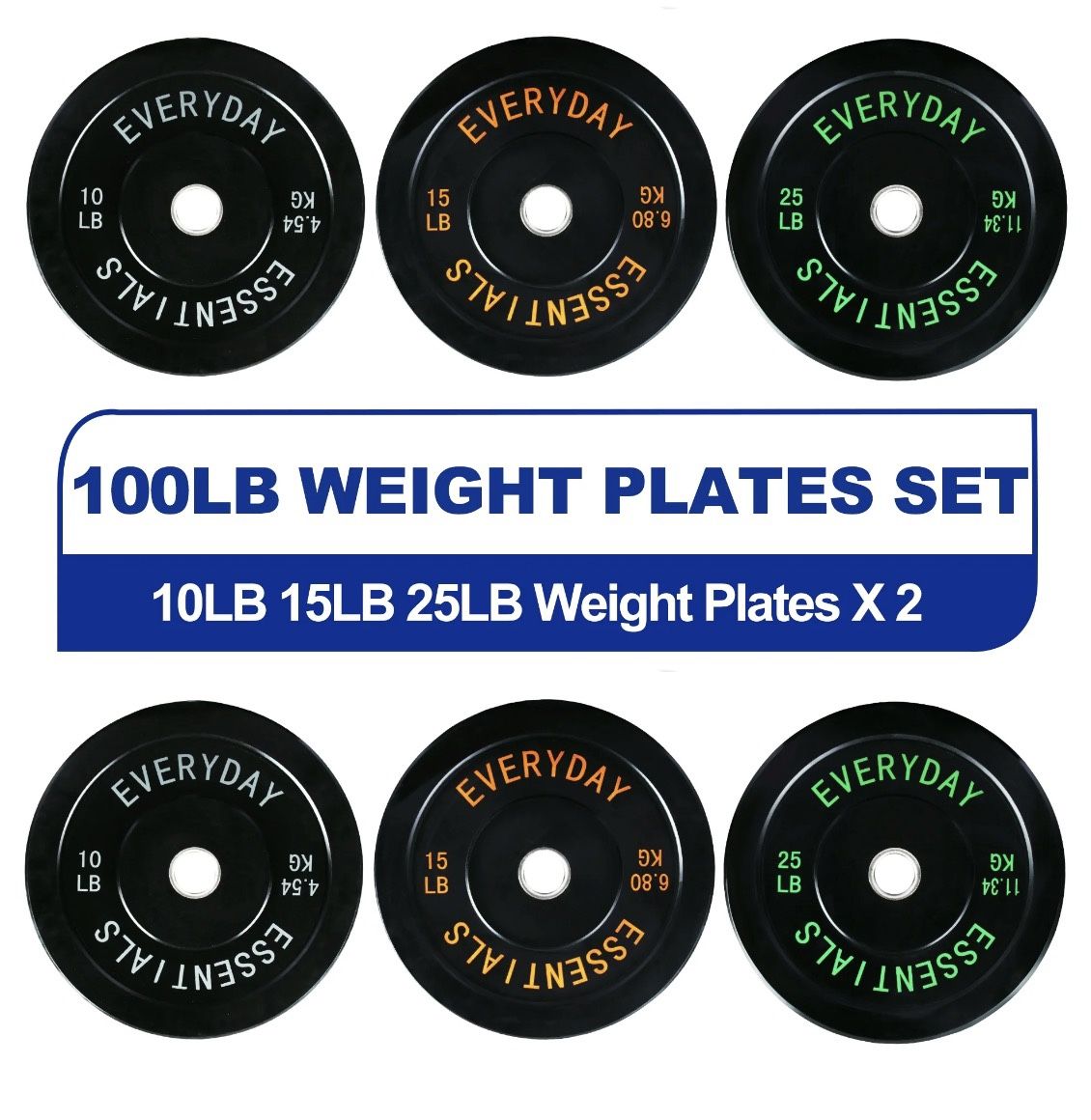 BalanceFrom Black Bumper Plate Set, Includes 10 lb Pair, 15 lb Pair, and 25 lb Pair, Black